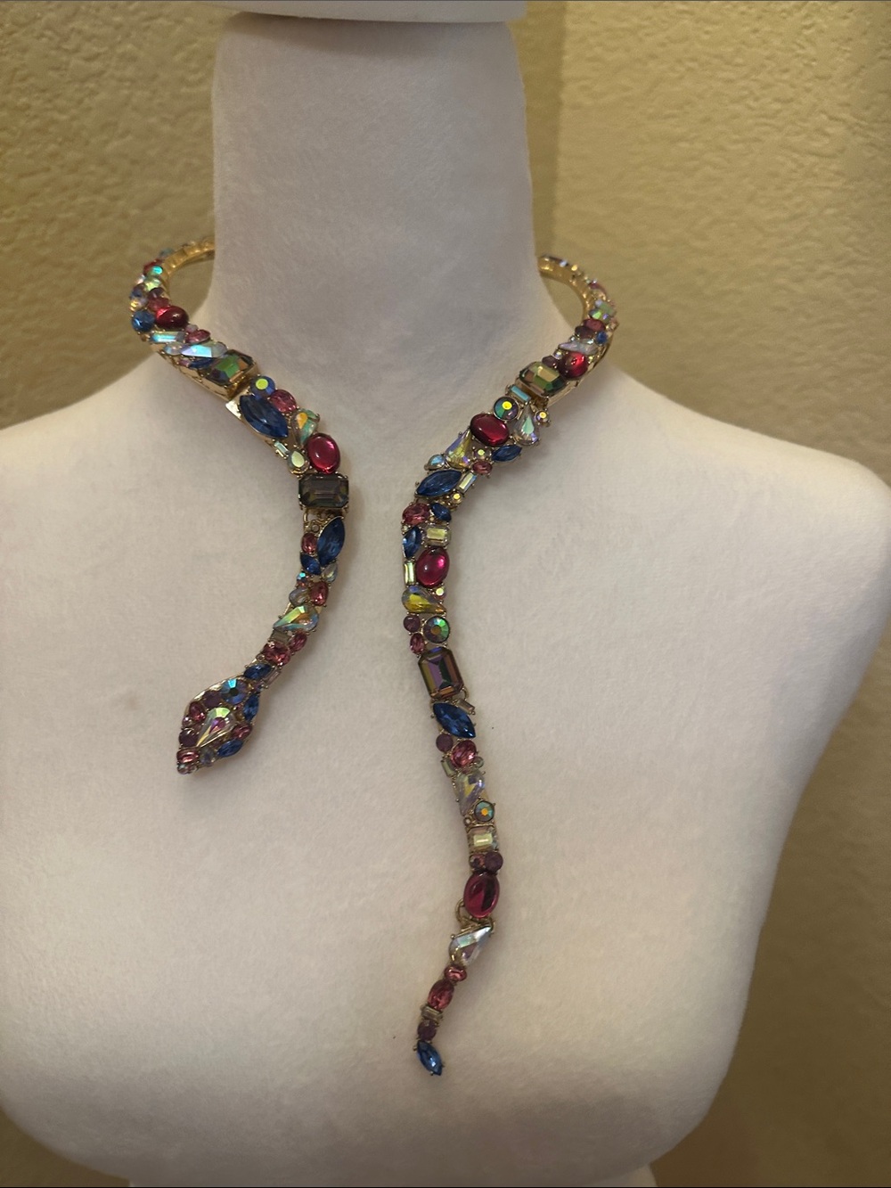 Betsy Johnson rare multicolored crystals snake necklace